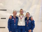 Amanda Lundin (SWE), Odessa Käck (VanDi) ja Eerika Repo (Tiirat) ponnistivat C-tyttöjen kerrosten mitalisteiksi. 